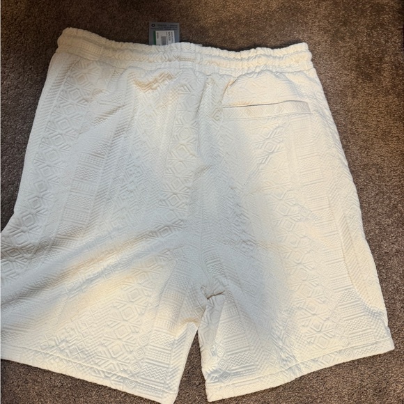 Cream Textured Shirt and Shorts Set for Men - Picture 13 of 13